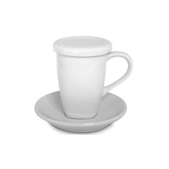 Tea 250 ml csésze+szűrő+tányér fehér